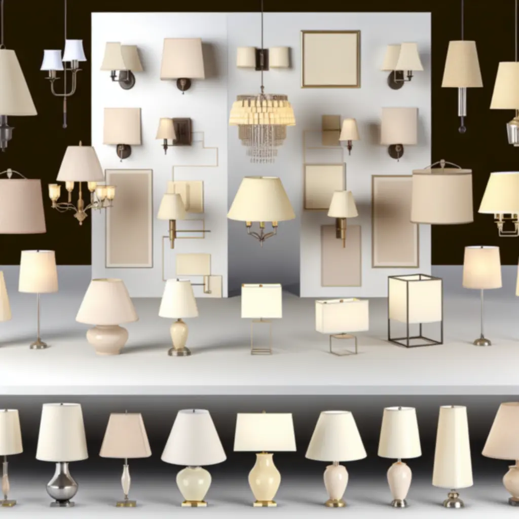 Schemat przewodnika po rozmiarach lamp w eleganckim wnętrzu